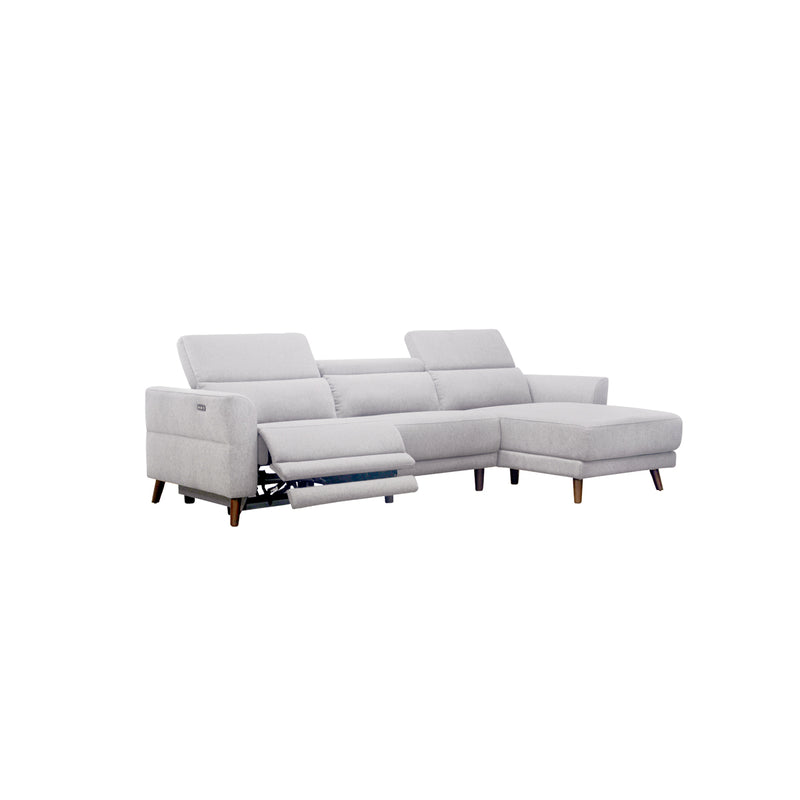 SOFA SECCIONAL RECLINABLE ELECTRICO EN TELA GRIS