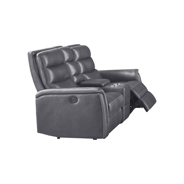 SOFA RECLINABLE DE DOS ASIENTOS ELECTRICO EN TELA NEGRA