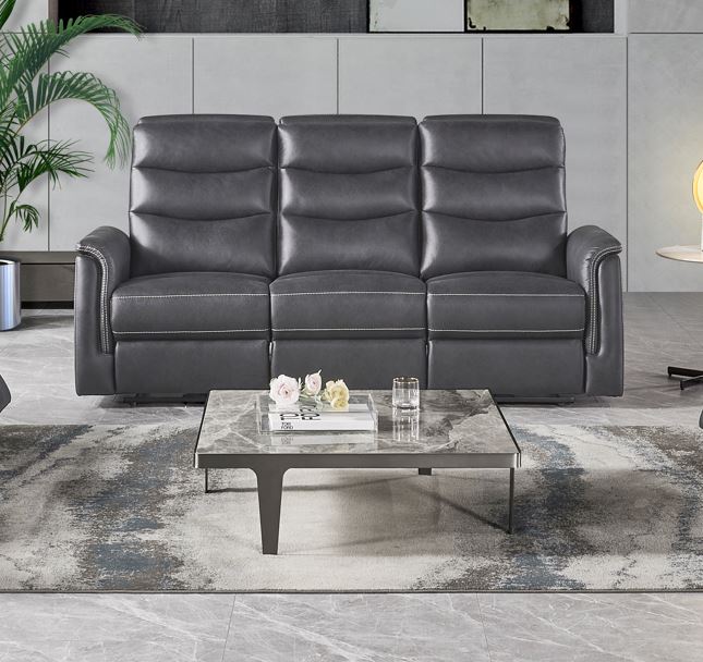 SOFA RECLINABLE DE TRES ASIENTOS ELECTRICO EN TELA NEGRA