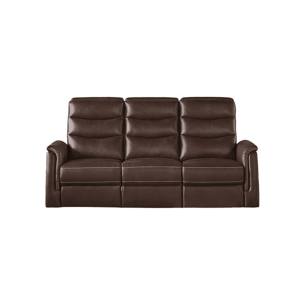 SOFA RECLINABLE DE TRES ASIENTOS ELECTRICO EN TELA MARRON