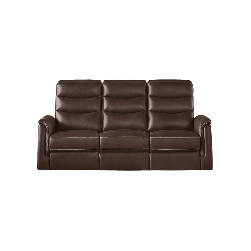 SOFA RECLINABLE DE TRES ASIENTOS ELECTRICO EN TELA MARRON