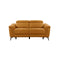 SOFA RECLINABLE ELECTRICO DE DOS ASIENTOS EN PIEL SINTETICA NARANJA Y PATAS CROMADAS