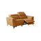 SOFA RECLINABLE ELECTRICO DE DOS ASIENTOS EN PIEL SINTETICA NARANJA Y PATAS CROMADAS