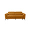 SOFA RECLINABLE ELECTRICO DE TRES ASIENTOS EN PIEL SINTETICA NARANJA Y PATAS CROMADAS