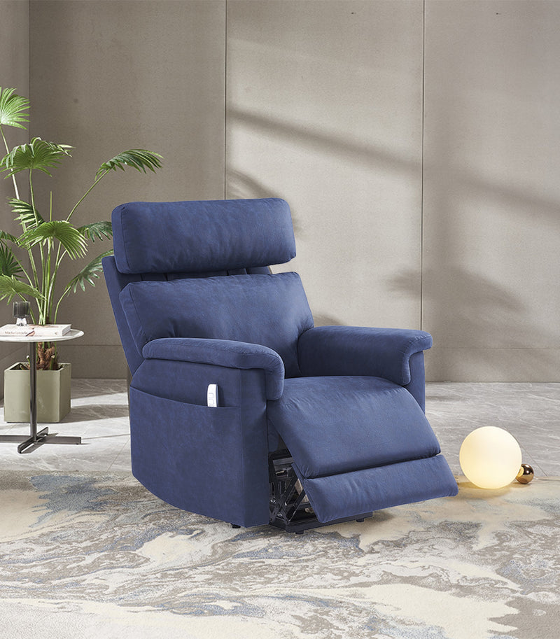 BUTACA RECLINABLE ELECTRICA EN TELA AZUL