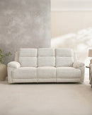 SOFA RECLINABLE ELECTRICO DE TRES ASIENTOS EN TELA BEIGE