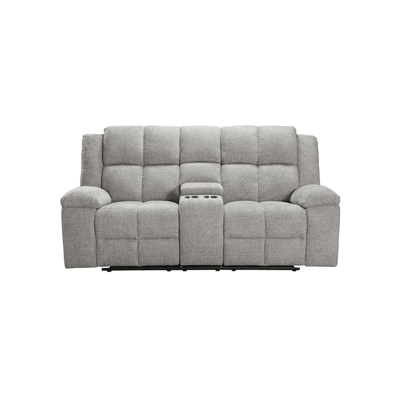 SOFA RECLINABLE ELECTRICO DE DOS ASIENTOS EN TELA GRIS