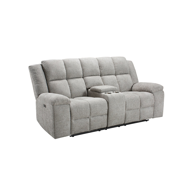 SOFA RECLINABLE ELECTRICO DE DOS ASIENTOS EN TELA GRIS