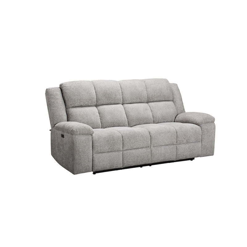 SOFA RECLINABLE ELECTRICO DE TRES ASIENTOS EN TELA GRIS