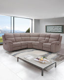 SOFA SECCIONAL RECLINABLE ELECTRICO EN TELA MARRON