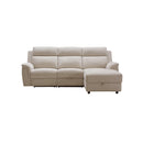 SOFA SECCIONAL RECLINABLE ELECTRICO EN TELA BEIGE CON ALMACENAMIENTO EN EL CHAISE