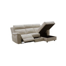 SOFA SECCIONAL RECLINABLE ELECTRICO EN TELA BEIGE CON ALMACENAMIENTO EN EL CHAISE