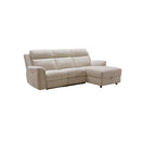 SOFA SECCIONAL RECLINABLE ELECTRICO EN TELA BEIGE CON ALMACENAMIENTO EN EL CHAISE