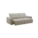SOFA RECLINABLE ELECTRICO DE CUATRO ASIENTOS EN TELA TEXTURIZADA BEIGE GRIS NEGRO