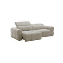 SOFA RECLINABLE ELECTRICO DE CUATRO ASIENTOS EN TELA TEXTURIZADA BEIGE GRIS NEGRO