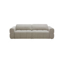 SOFA RECLINABLE ELECTRICO DE CUATRO ASIENTOS EN TELA TEXTURIZADA BEIGE GRIS NEGRO