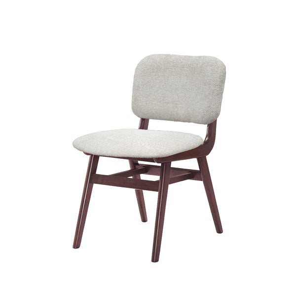 SILLA DE COMEDOR EN TELA BEIGE Y PATAS ACABADO EN MADERA