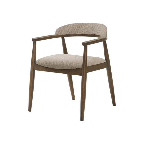 SILLA DE COMEDOR EN TELA BEIGE Y PATAS ACABADO DE MADERA