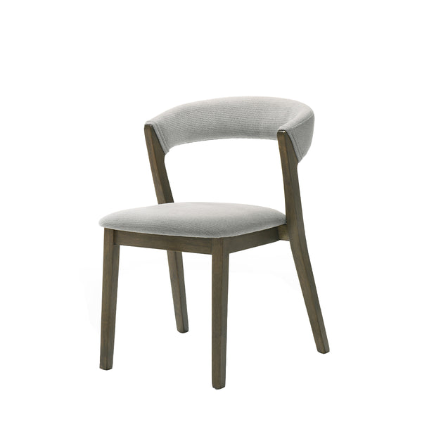 SILLA DE COMEDOR EN TELA GRIS ACABADO DE MADERA