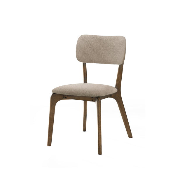 SILLA DE COMEDOR EN TELA BEIGE Y PATAS ACABADO DE MADERA