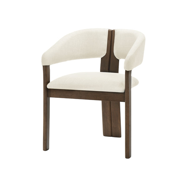 SILLA DE COMEDOR EN TELA BEIGE Y PATAS ACABADO DE MADERA