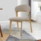 SILLA DE COMEDOR EN TELA BEIGE Y PATAS ACABADO DE MADERA NATURAL