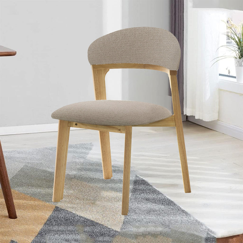 SILLA DE COMEDOR EN TELA BEIGE Y PATAS ACABADO DE MADERA NATURAL