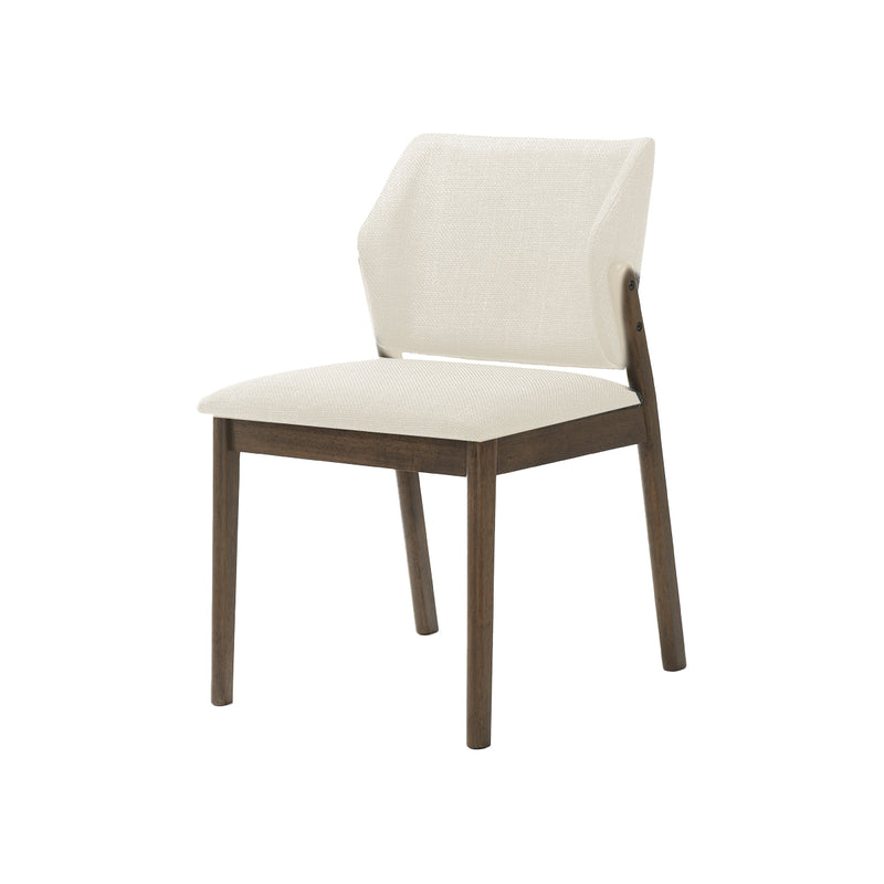 SILLA DE COMEDOR EN TELA BEIGE Y PATAS ACABADO DE MADERA