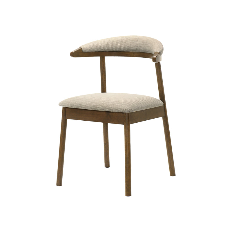 SILLA DE COMEDOR EN TELA BEIGE Y ACABADO MADERA