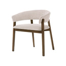 SILLA DE COMEDOR EN TELA BEIGE Y PATAS ACABADO DE MADERA