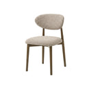 SILLA DE COMEDOR EN TELA TEXTURIZADA MARRON  Y ACABADO DE MADERA