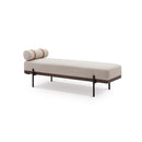 DAYBED EN TELA MARRON CLARO Y PATAS MARRONES