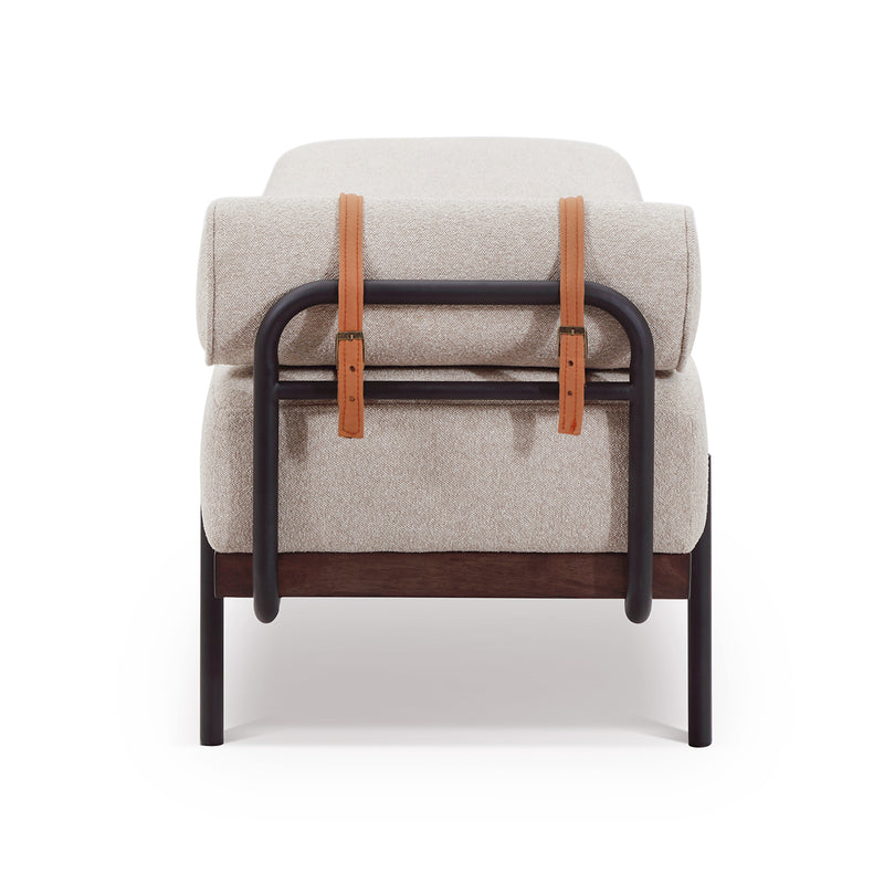 DAYBED EN TELA MARRON CLARO Y PATAS MARRONES