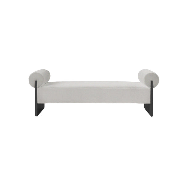 DAYBED EN TELA GRIS Y BASE NEGRA