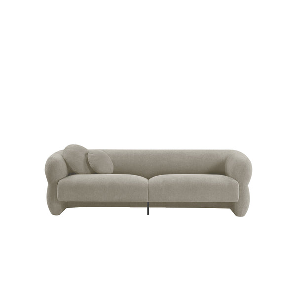 SOFA ESTACIONARIO DE TRES ASIENTOS EN TELA BEIGE