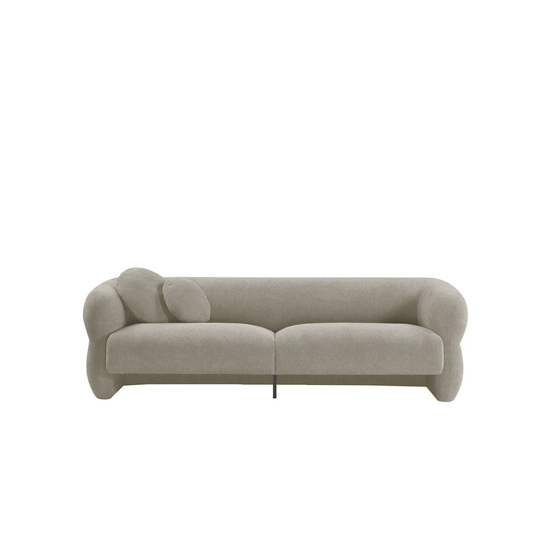 SOFA ESTACIONARIO DE TRES ASIENTOS EN TELA BEIGE