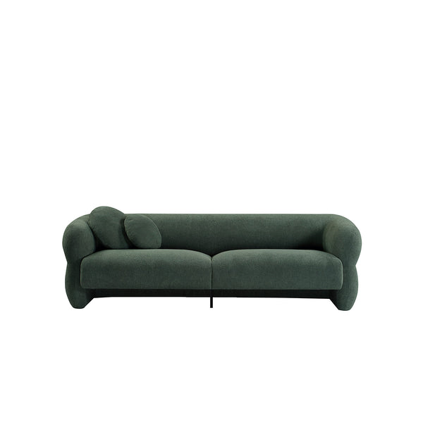 SOFA ESTACIONARIO DE TRES ASIENTOS EN TELA VERDE