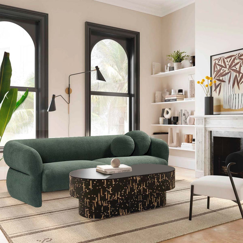 SOFA ESTACIONARIO DE CUATRO ASIENTOS EN TELA VERDE