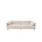SOFA ESTACIONARIO DE TRES ASIENTOS EN TELA BEIGE Y PATAS NEGRAS