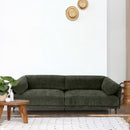 SOFA ESTACIONARIO DE TRES ASIENTOS EN TELA VERDE