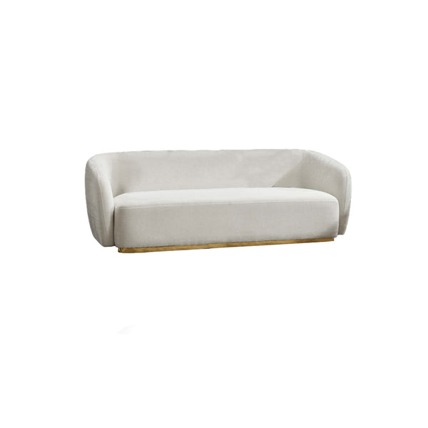 SOFA ESTACIONARIO DE TRES ASIENTOS EN TELA BEIGE