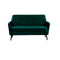 SOFA ESTACIONARIO DE DOS ASIENTOS EN TELA VERDE Y PATAS NEGRAS