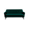 SOFA ESTACIONARIO DE TRES ASIENTOS EN TELA VERDE Y PATAS NEGRAS