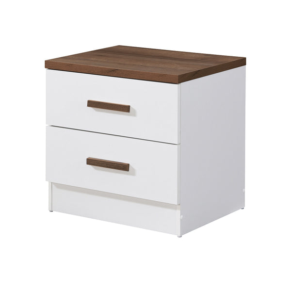 MESA DE NOCHE ACABADO EN MADERA Y BLANCO