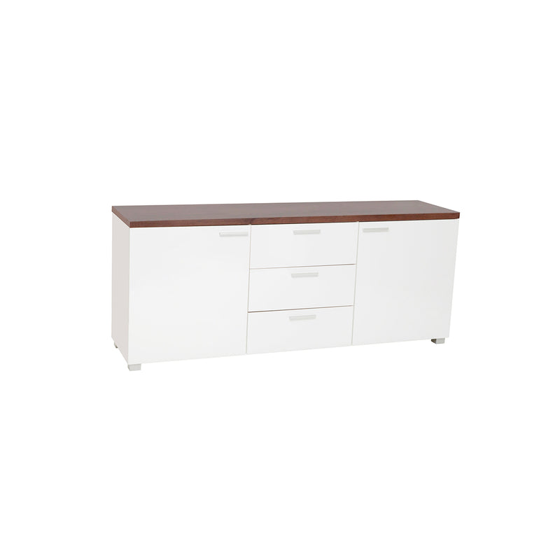 BUFETERA BLANCA CON TOPE ACABADO DE MADERA
