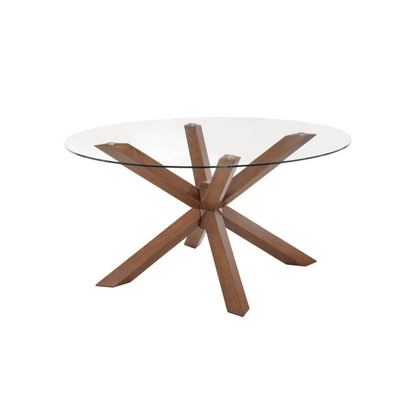 MESA DE COMEDOR CON TOPE DE VIDRIO Y PATAS HS234