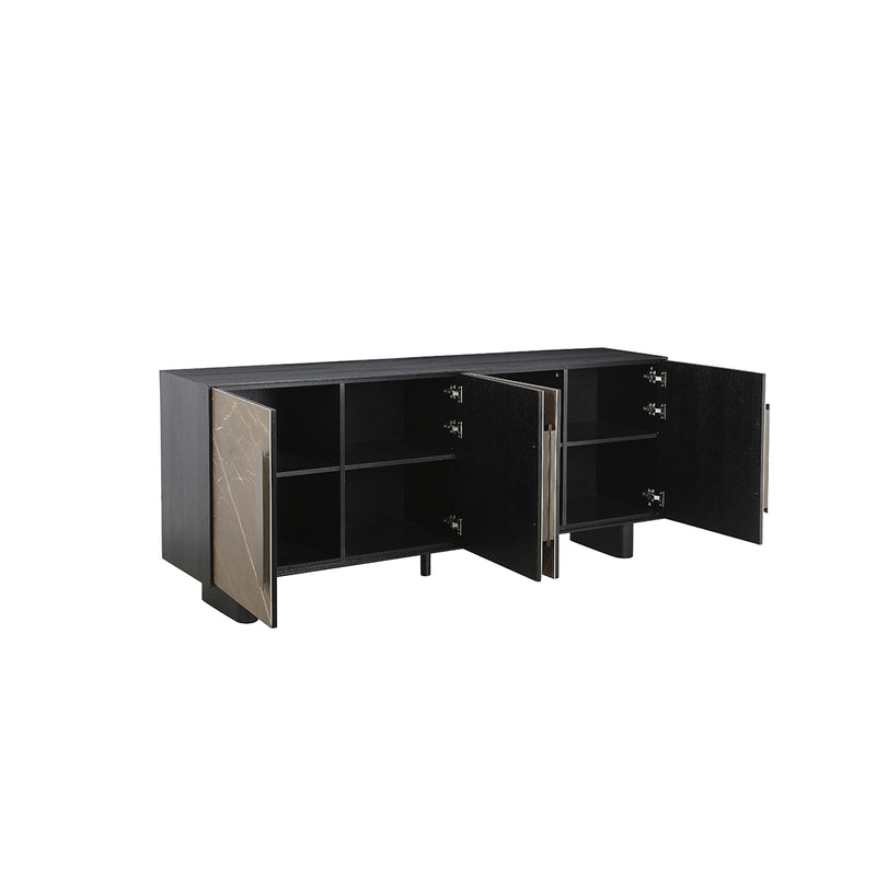 CREDENZA ACABADO DE MADERA NEGRA Y CERAMICA
