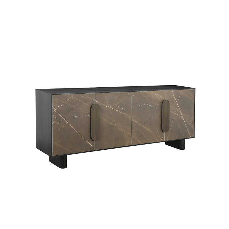 CREDENZA ACABADO DE MADERA NEGRA Y CERAMICA