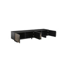 MESA DE TV ACABADO DE MADERA NEGRA Y CERAMICA