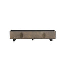 MESA DE TV ACABADO DE MADERA NEGRA Y CERAMICA